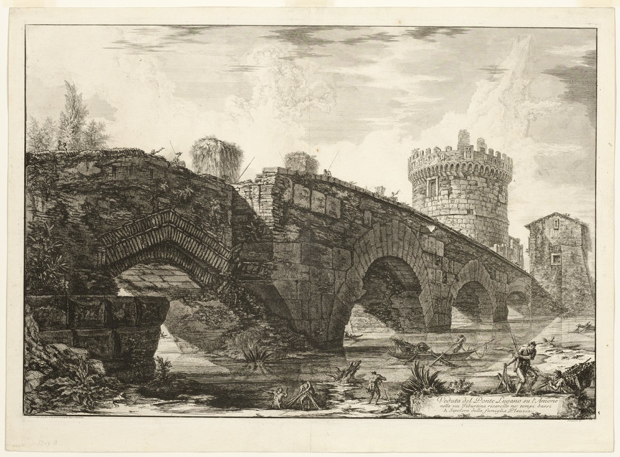Vista de Ponte Lugano en el Anio, de Vistas de Roma de Giovanni Battista Piranesi