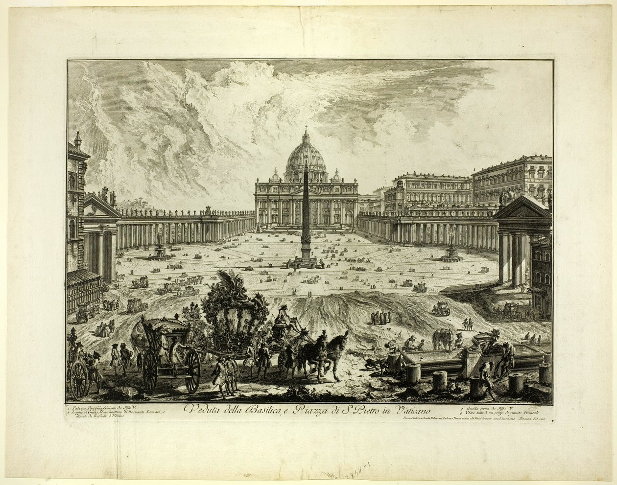 Vista de la Basílica de San Pedro y la Plaza del Vaticano, de Vistas de Roma de Giovanni Battista Piranesi