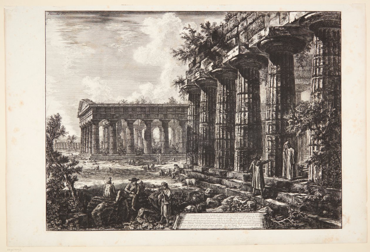 Vista de algunas columnas de la fachada opuesta a la mostrada en la lámina precedente de Giovanni Battista Piranesi