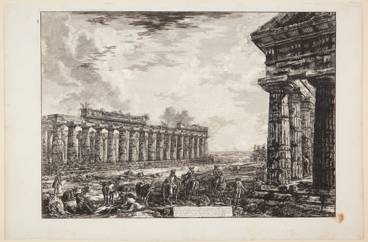 Vista de las 18 columnas laterales, dibujada desde el lado opuesto al mostrado en la primera lámina [...] de Giovanni Battista Piranesi