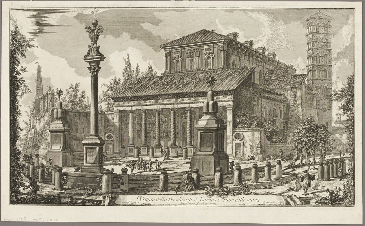 Vista de la Basílica de S. Lorenzo fuori delle Mura [S. Lorenzo fuera de los muros], de Vistas de Roma de Giovanni Battista Piranesi