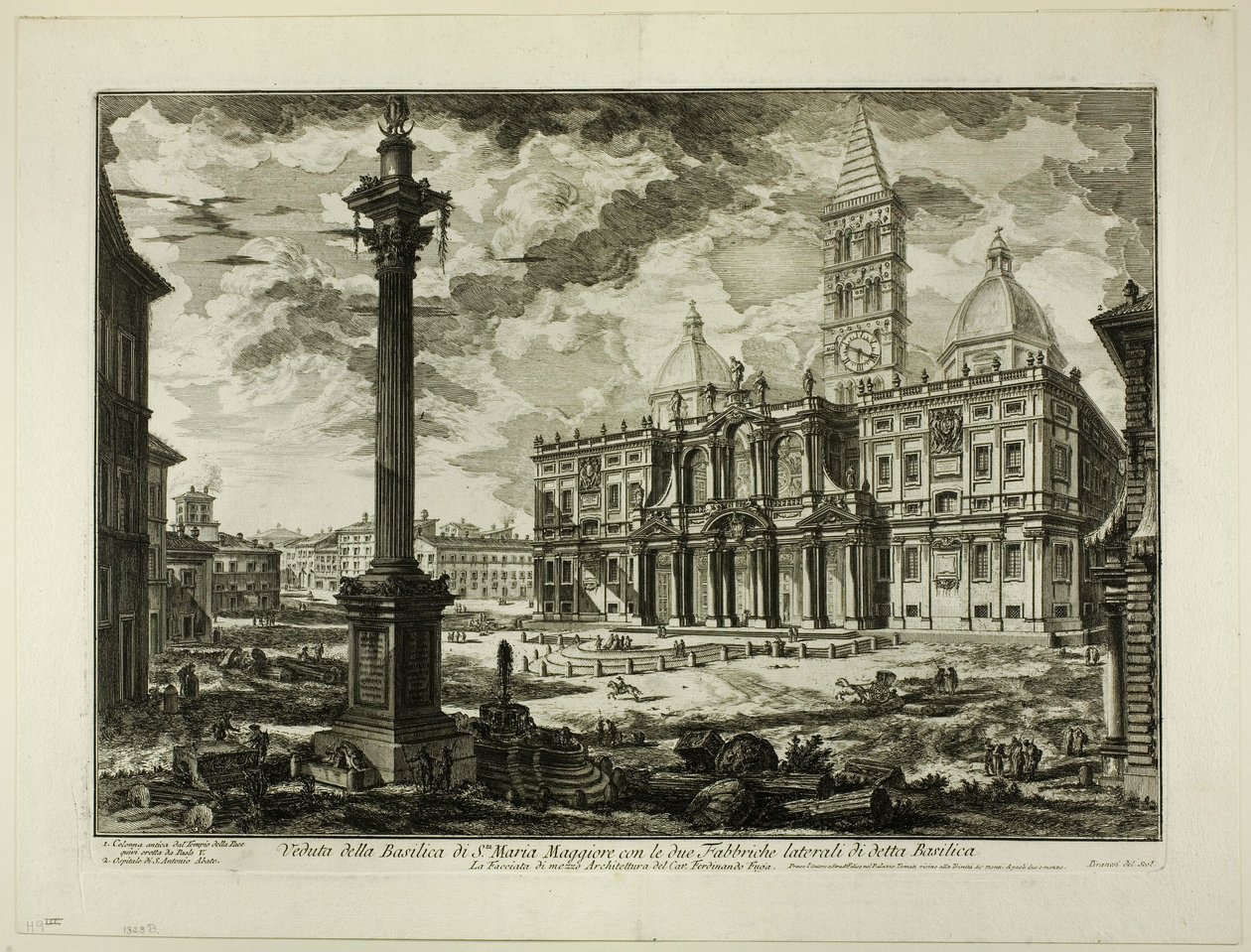 Vista de la Basílica de S. Maria Maggiore con sus dos alas laterales, de Vistas de Roma de Giovanni Battista Piranesi