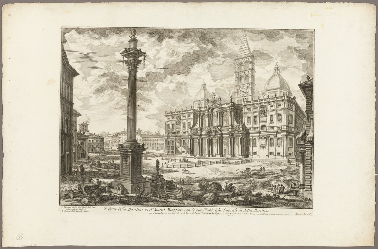 Vista de la Basílica de S. Maria Maggiore con sus dos alas laterales, de Vistas de Roma de Giovanni Battista Piranesi