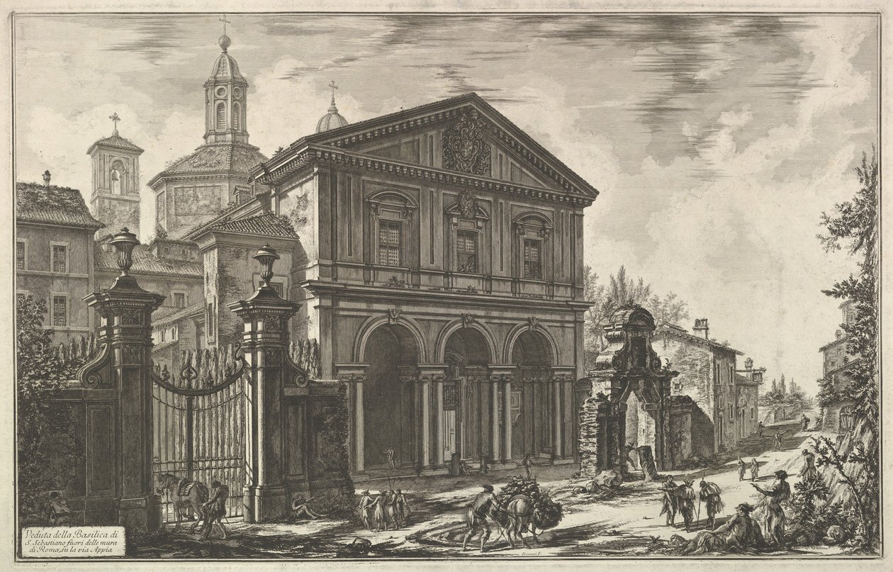 Vista de la Basílica de San Sebastiano fuori delle mura, ca. 1750 de Giovanni Battista Piranesi