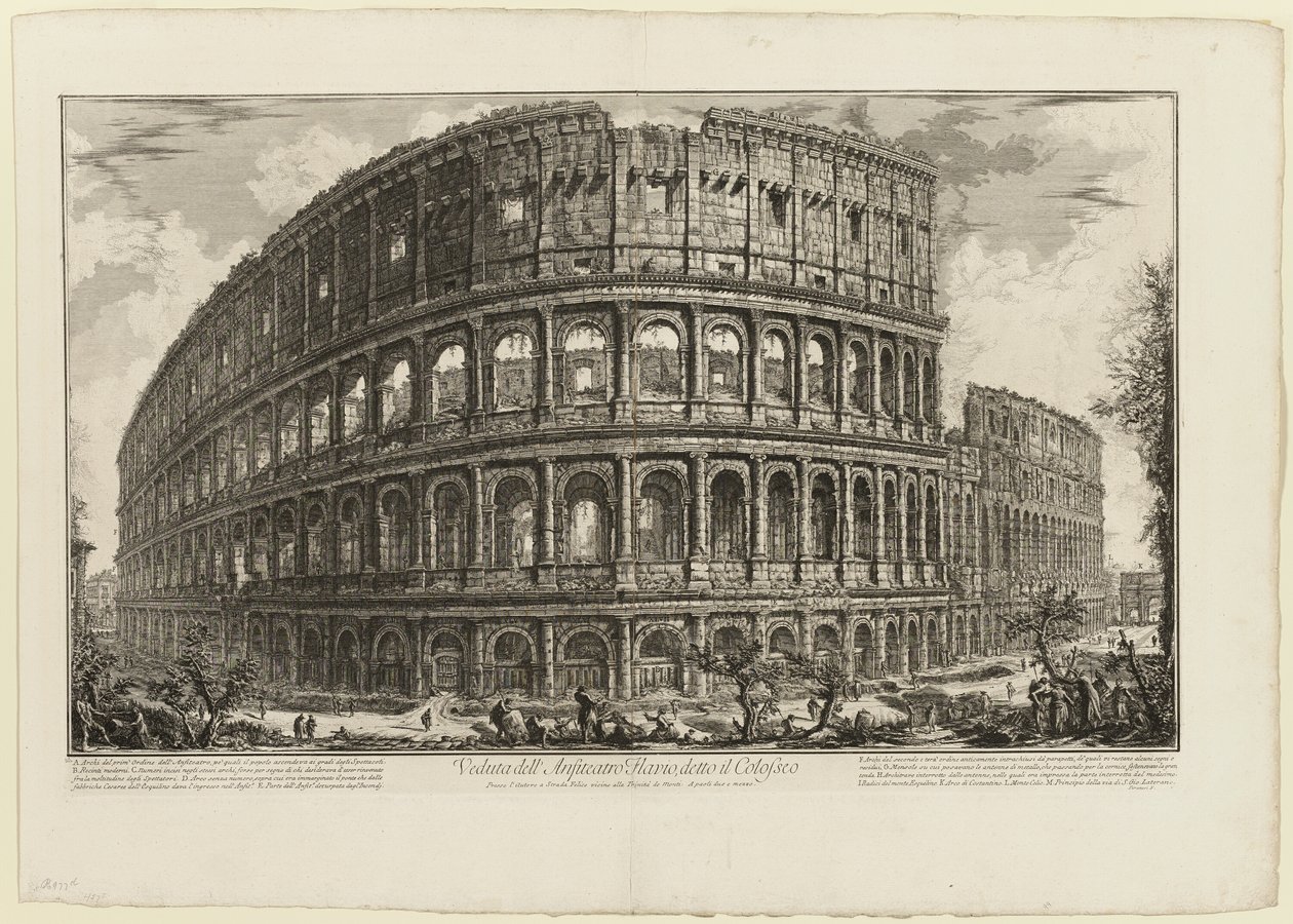 Vista del Anfiteatro Flavio, llamado el Coliseo, de Vistas de Roma de Giovanni Battista Piranesi