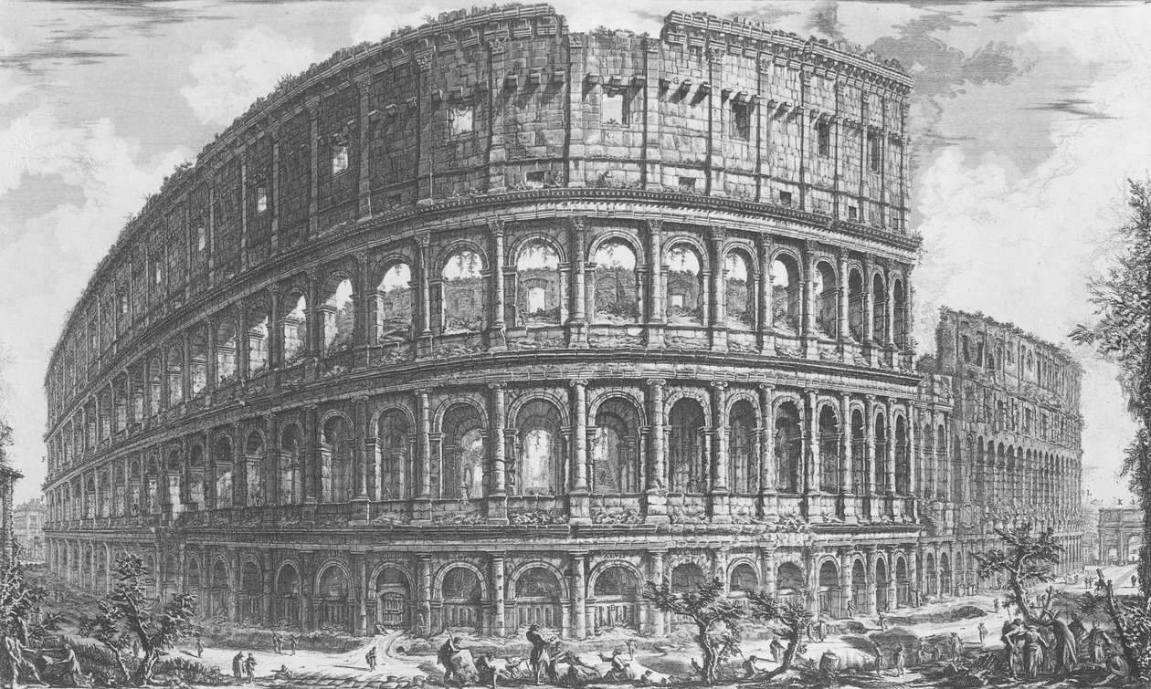 Vista del Anfiteatro Flavio, conocido como el Coliseo de 
