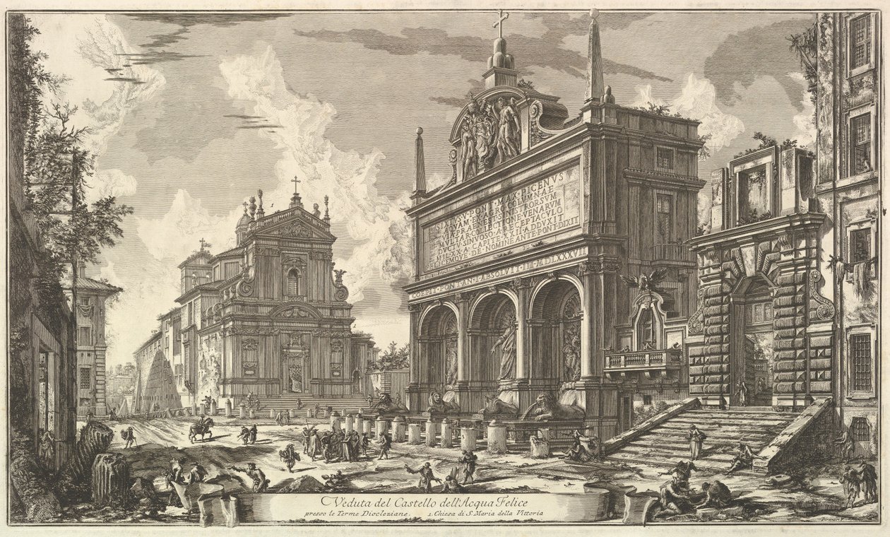 Vista del manantial de la Acqua Felice..., de Vedute di Roma (Vistas de Roma) de Giovanni Battista Piranesi