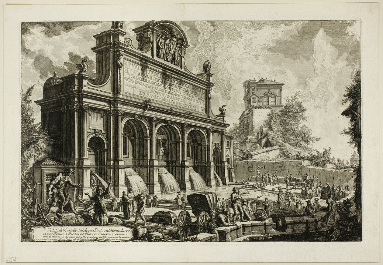 Vista de la fuente del Acqua Paola en Monte Aureo, de Vistas de Roma de Giovanni Battista Piranesi