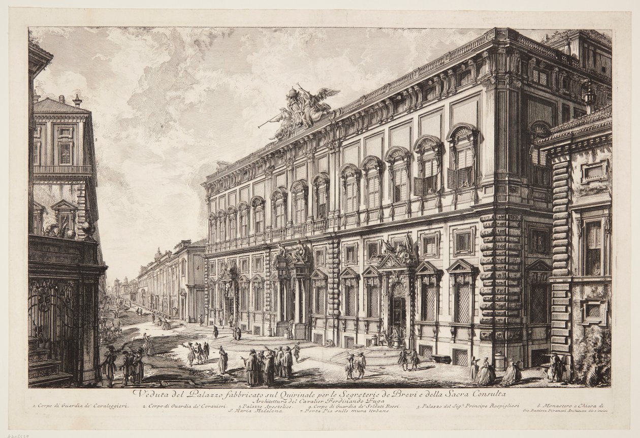 Vista del Palazzo della Consulta en el Quirinal, sede de la secretaría papal de Giovanni Battista Piranesi