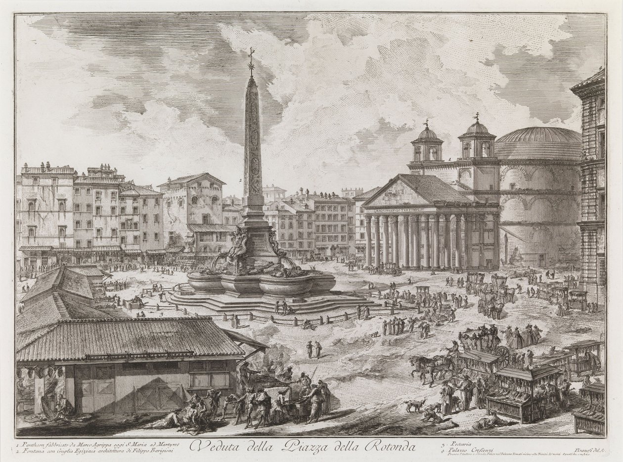 Vista de la Piazza della Rotonda, de la serie Vedute di Roma de Giovanni Battista Piranesi