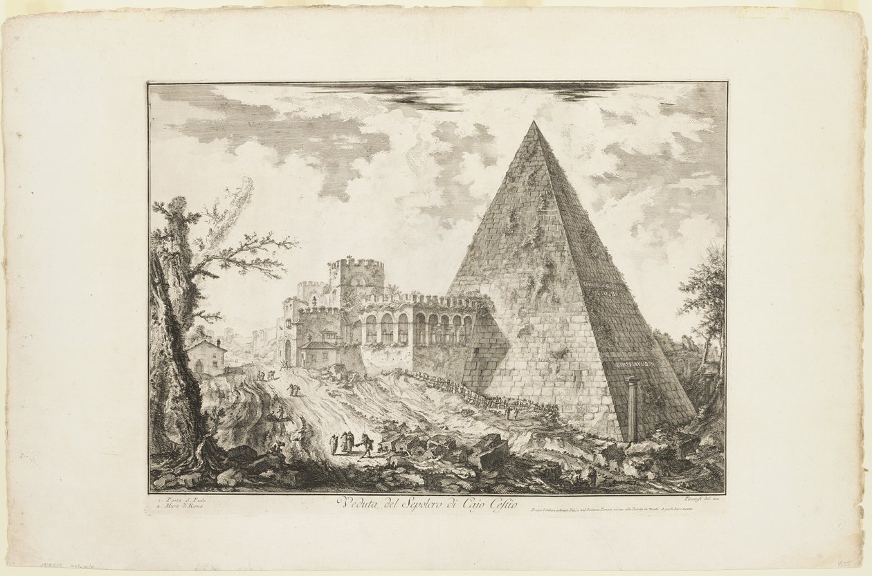 Vista de la tumba piramidal de Cestio, de Vistas de Roma de Giovanni Battista Piranesi