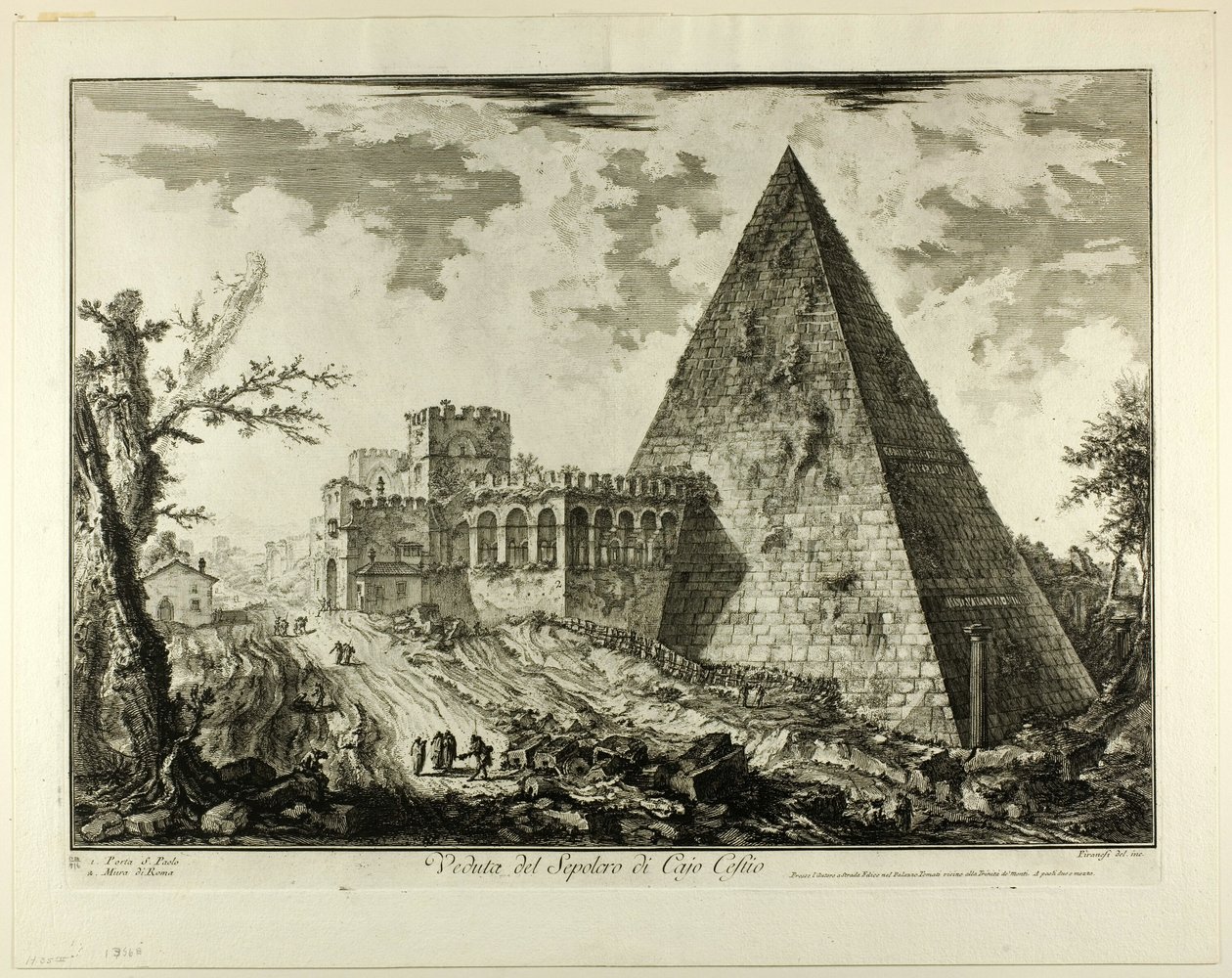 Vista de la tumba piramidal de Cestio, de Vistas de Roma de Giovanni Battista Piranesi