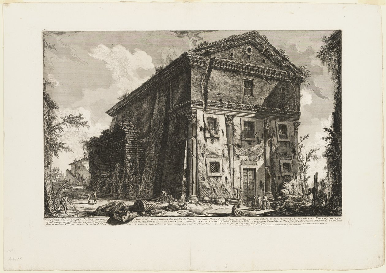Vista del Templo de Baco, ahora la iglesia de S. Urbano, a dos millas de Roma, más allá de la Porta S. Sebastiano, de Vistas de Roma de Giovanni Battista Piranesi