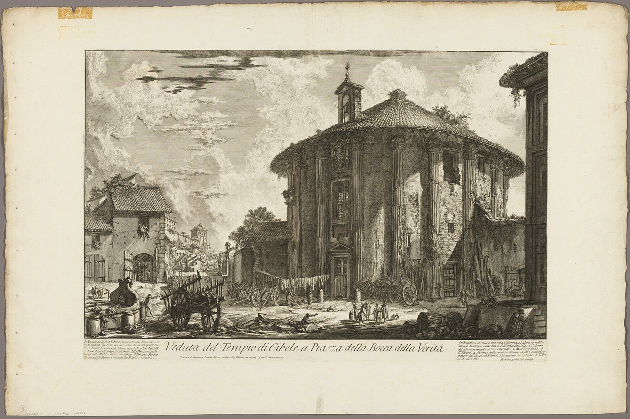 Vista del Templo de Cibeles en la Piazza de la Bocca della Verità, de Vistas de Roma de Giovanni Battista Piranesi