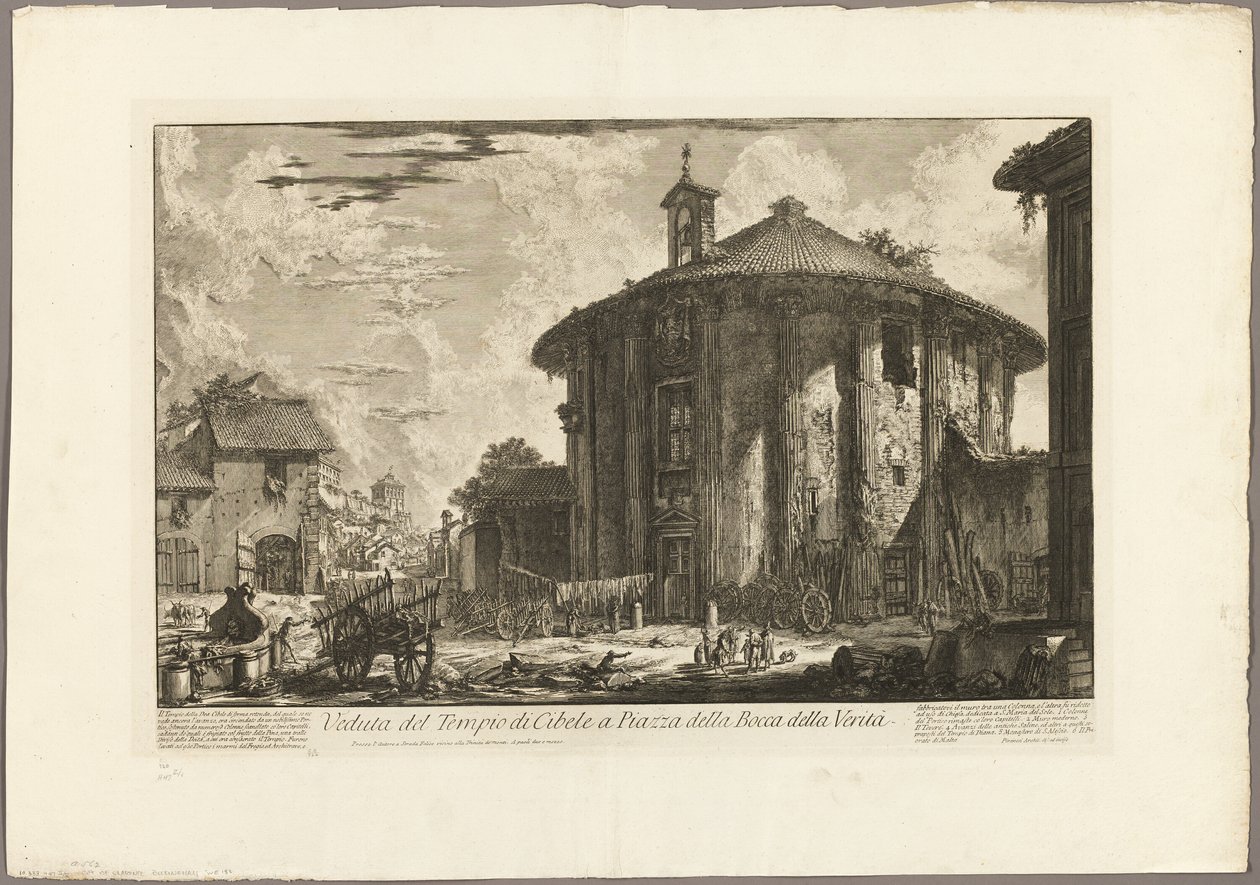 Vista del Templo de Cibeles en la Piazza de la Bocca della Verità, de Vistas de Roma de Giovanni Battista Piranesi