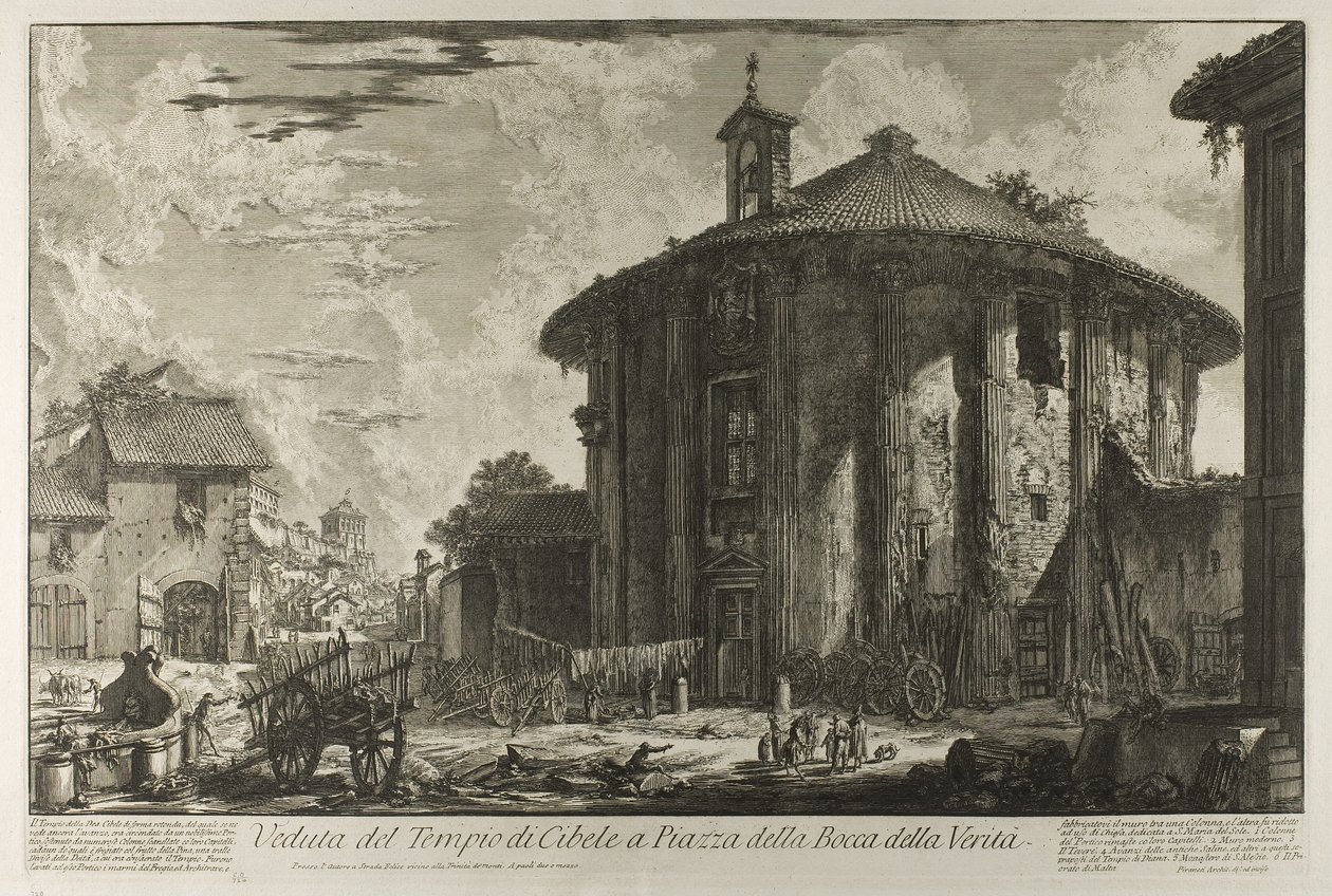 Vista del Templo de Cibeles en la Piazza de la Bocca della Verità, de Vistas de Roma de Giovanni Battista Piranesi