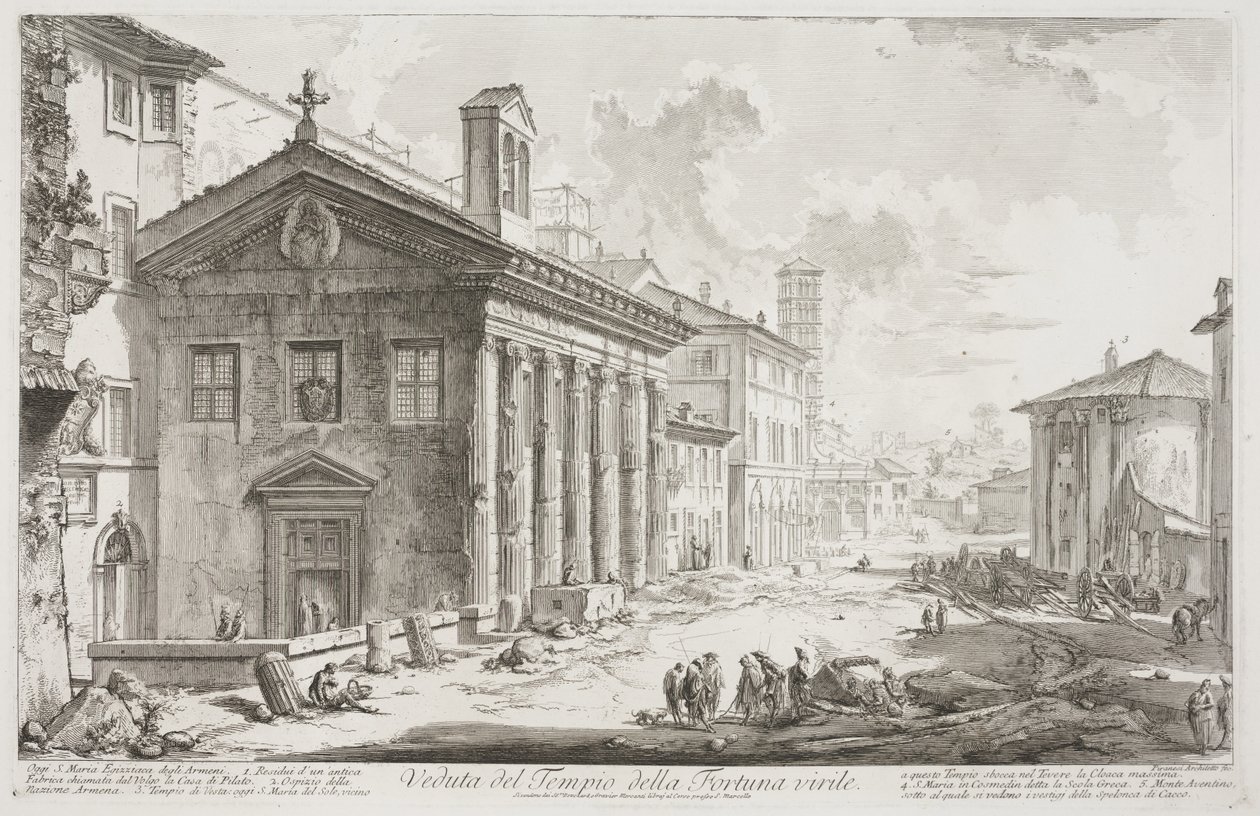 Vista del Templo de Fortuna Virilis, ahora la iglesia armenia de S. Maria Egizziaca de Giovanni Battista Piranesi