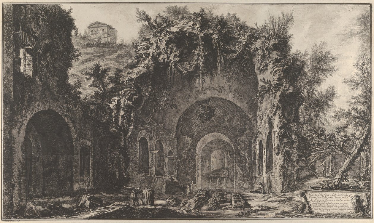 Vista de la fuente y la Gruta de Egiria fuera de la Porta Capena, 1760-78 de Giovanni Battista Piranesi