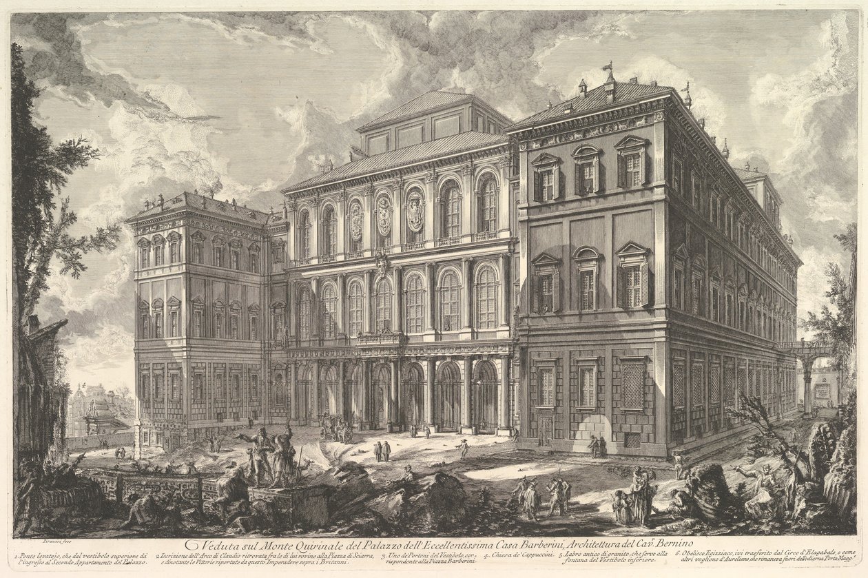 Vista del palacio de la ilustre familia Barberini en la colina Quirinal de Giovanni Battista Piranesi