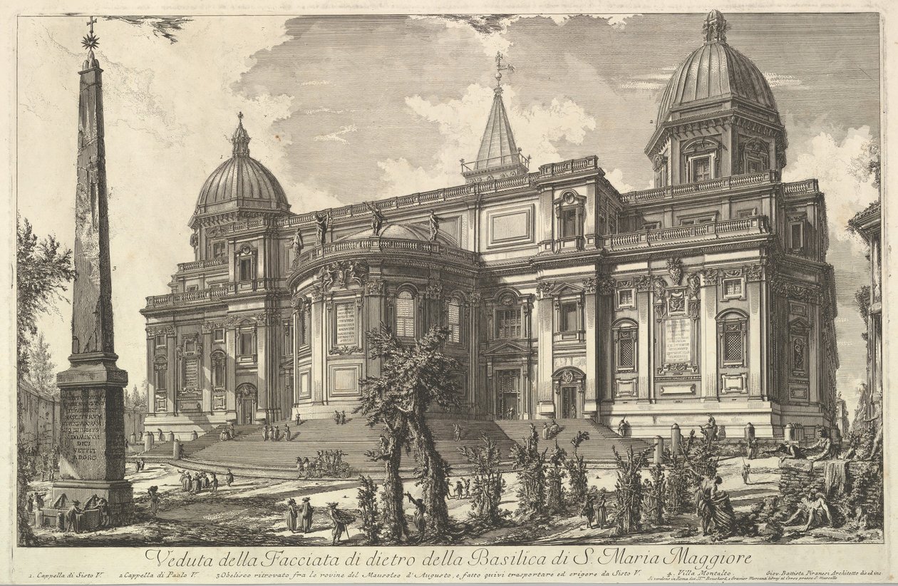 Vista de la entrada trasera de la Basílica de S. Maria Maggiore, de Veduta di Roma R..., ca. 1742 de Giovanni Battista Piranesi