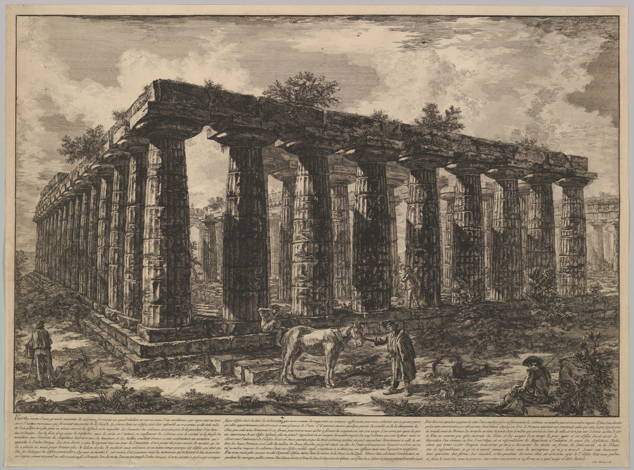 Vista mostrando los restos de un gran recinto de columnas, de Différentes vues de, ca. 1748 de Giovanni Battista Piranesi
