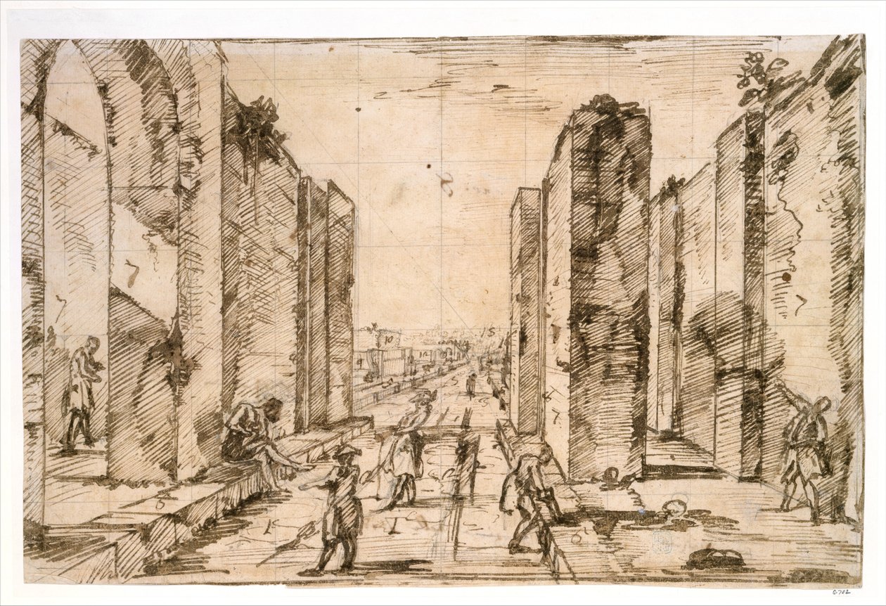 Vista a través de la puerta de Herculano, Pompeya de Giovanni Battista Piranesi