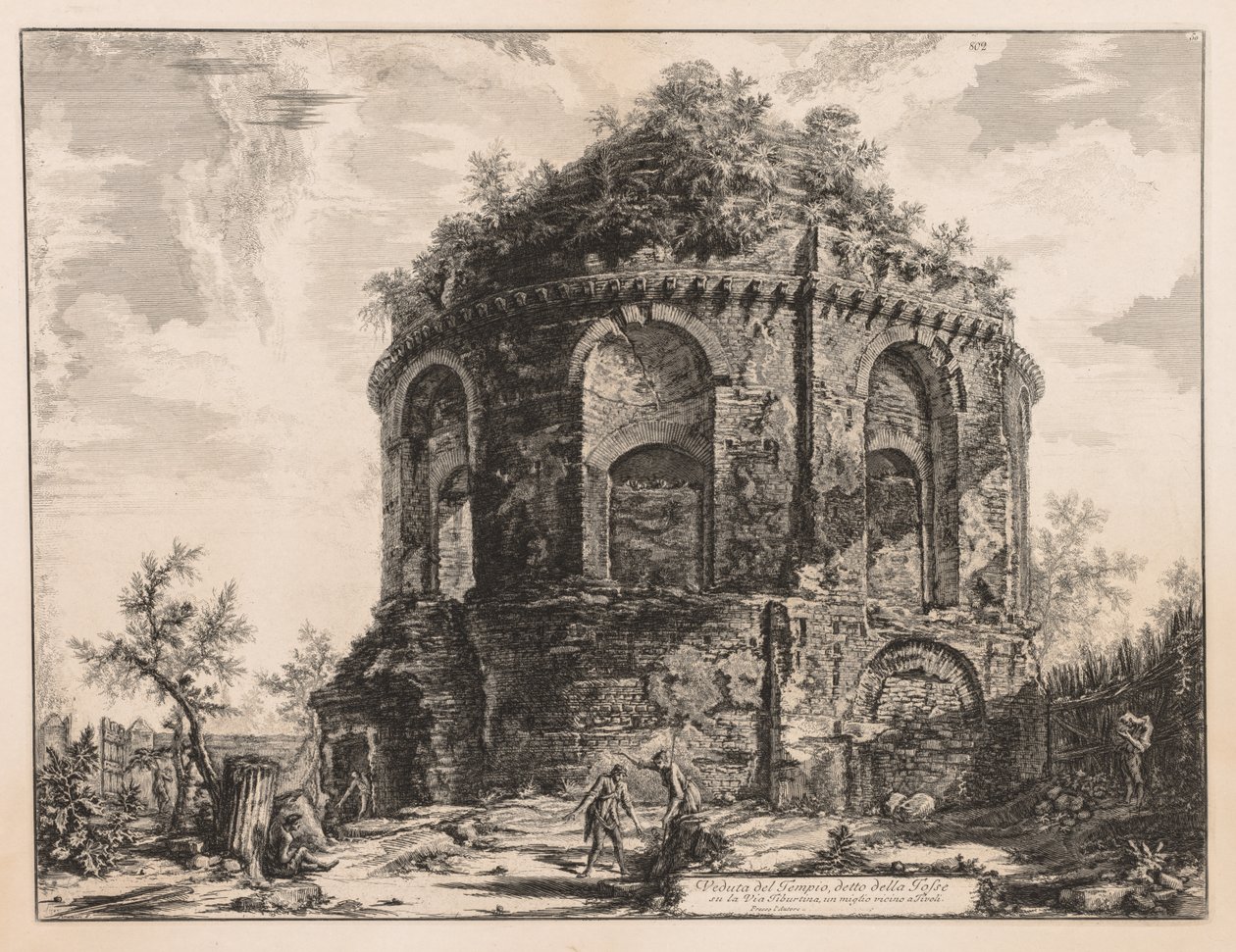 Vistas de Roma: El llamado Tempio della Tosse, cerca de Tívoli de Giovanni Battista Piranesi