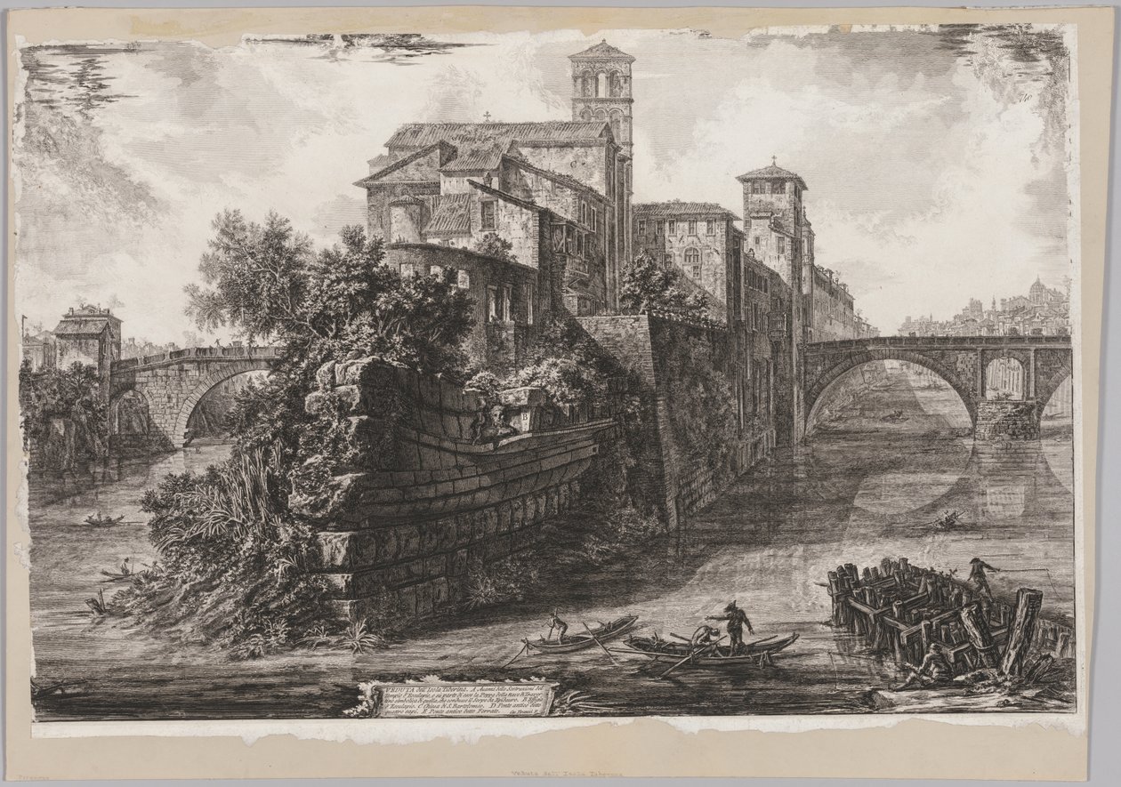Vistas de Roma: La Isola Tiberina, 1775 de Giovanni Battista Piranesi