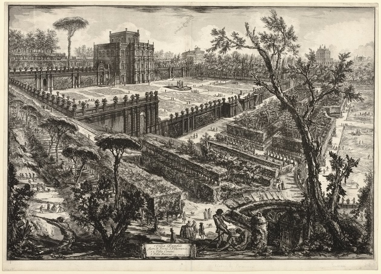 Villa Pamphili fuera de Porta S. Pancrazio, de Vistas de Roma de Giovanni Battista Piranesi