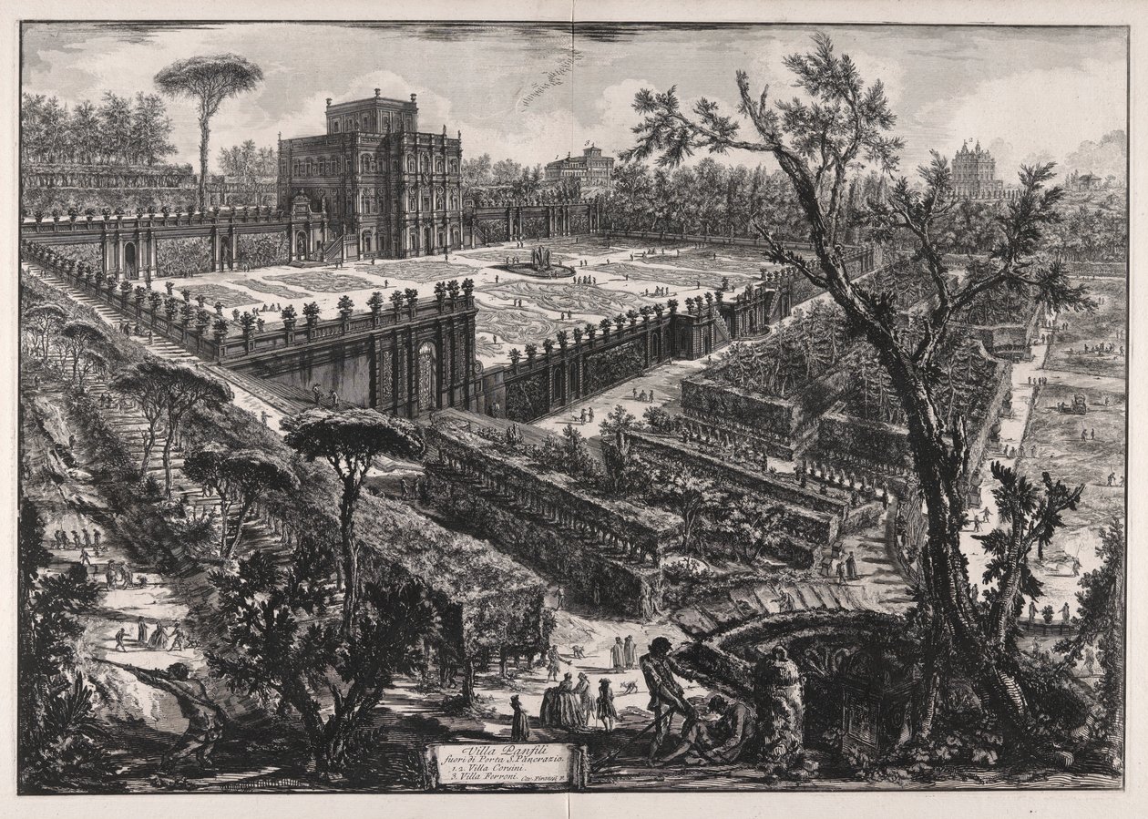 Villa Panfili fuera de Porta San Pancrazio (Villa Pamphilj fuera de Porta San Pancrazio), de Vedute di Roma (Vistas de Roma) de Giovanni Battista Piranesi