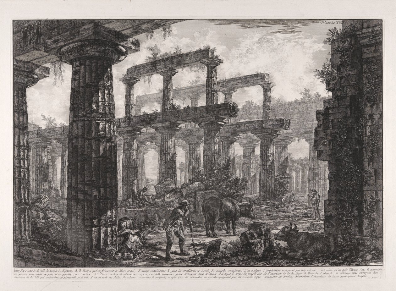 Vista de los Restos de la Cella del Templo de Neptuno, desde Diferentes Vistas de de Giovanni Battista Piranesi