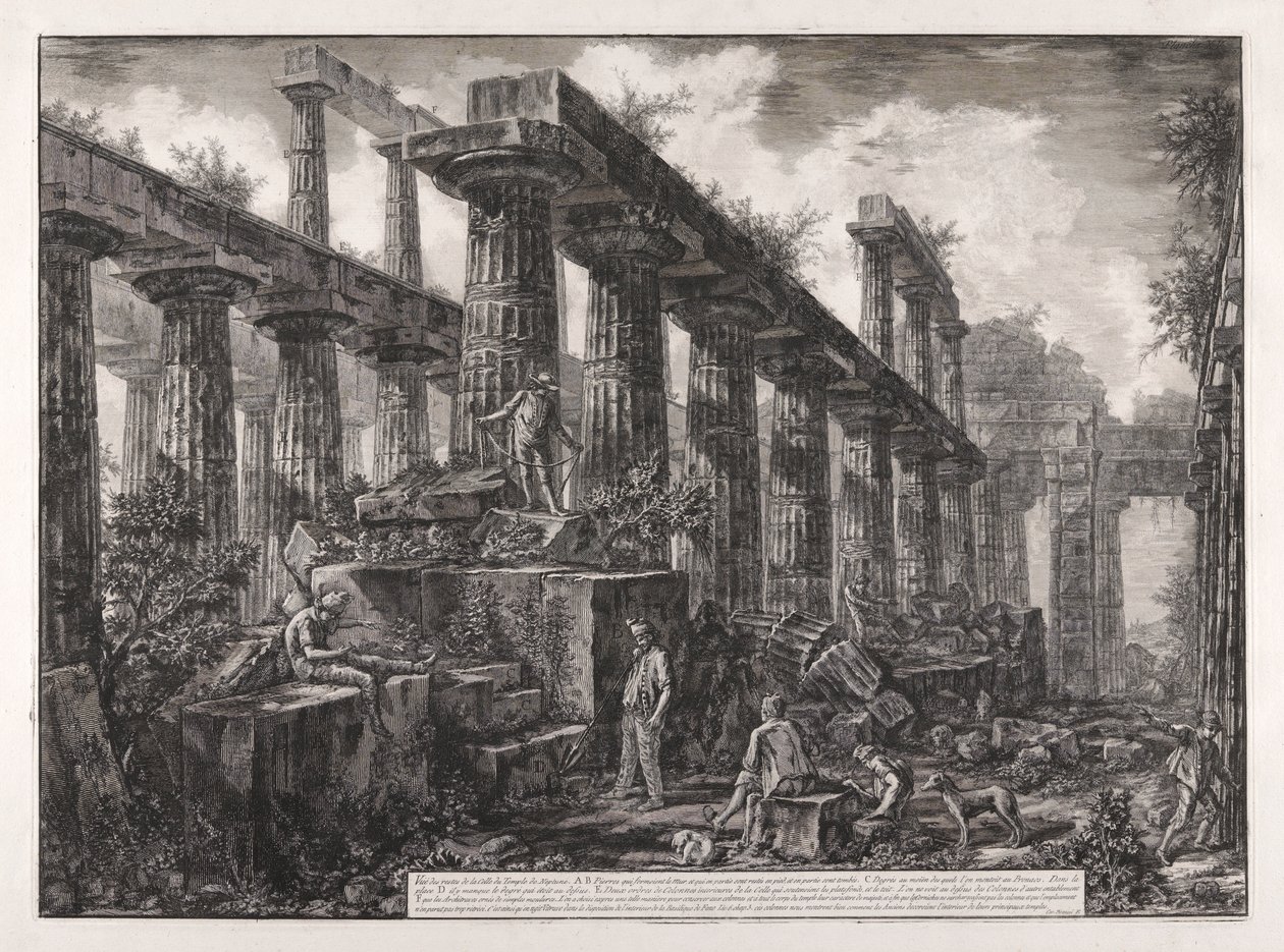 Vista de los Restos de la Cella del Templo de Neptuno, desde Diferentes Vistas de de Giovanni Battista Piranesi