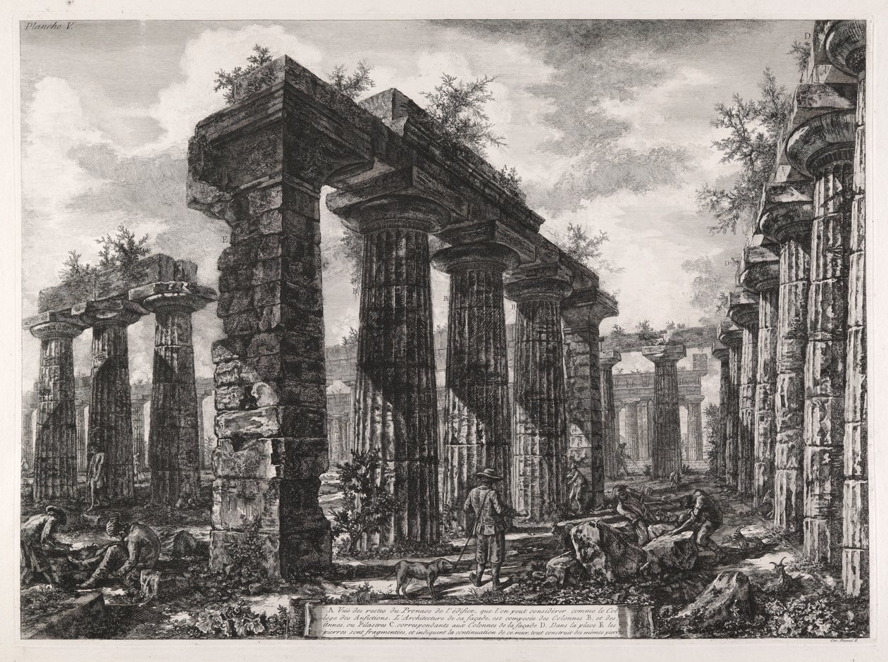 Vista de los restos del Pronaos de la de Giovanni Battista Piranesi