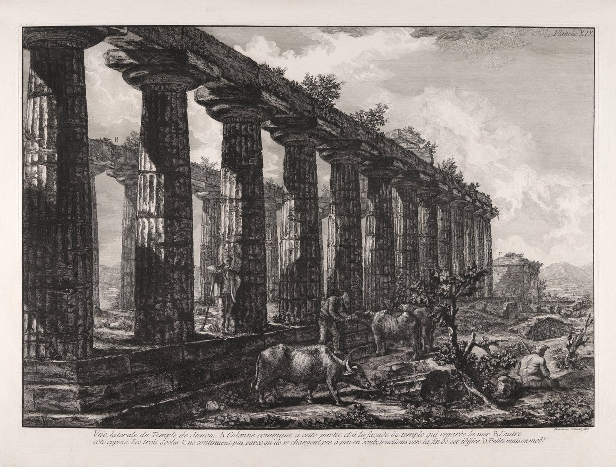 Vista lateral del Templo de Juno de Giovanni Battista Piranesi