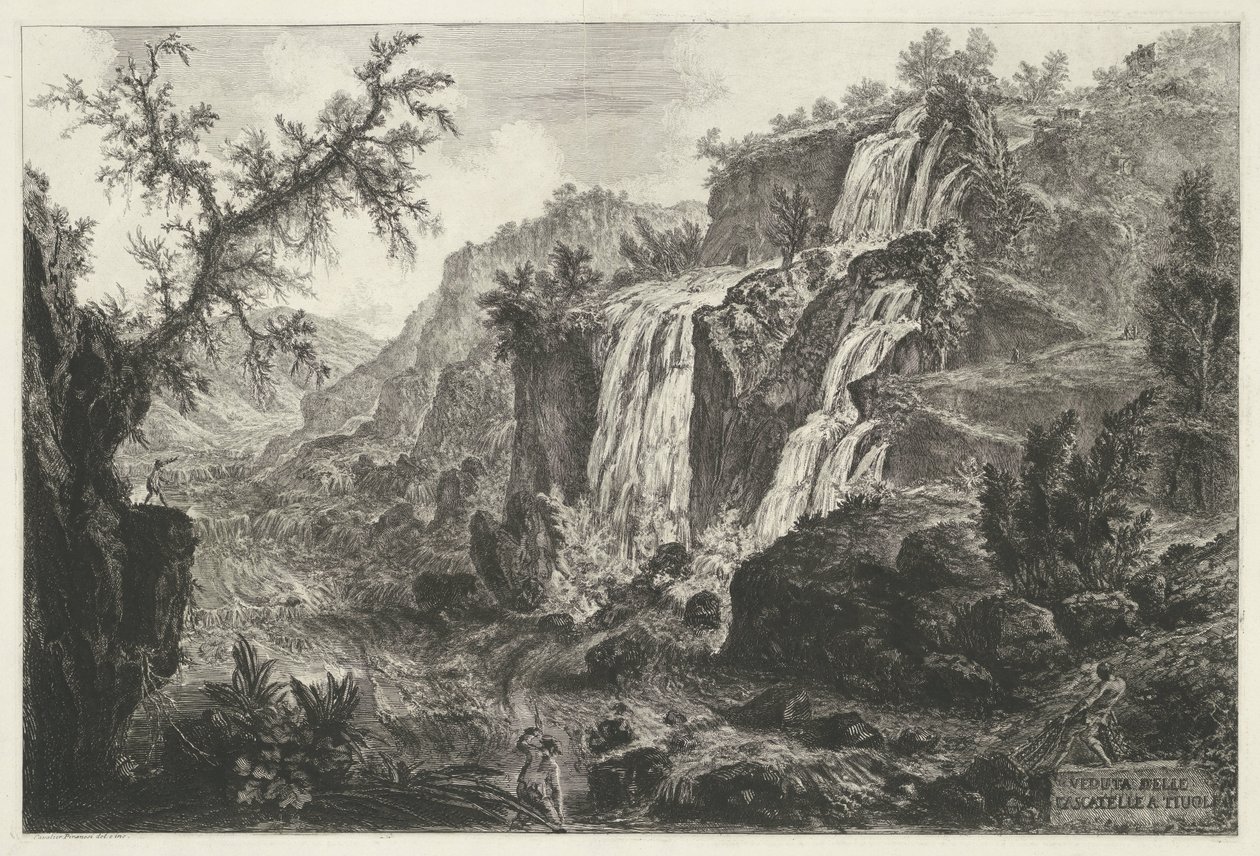 Valle del agua de Tivoli Vista de la Cascatelle en Tivoli (título sobre objeto) Gezichten op Rome (título de la serie) Vistas de Roma diseñadas y grabadas por el arquitecto Giambattista Piranesi Ve (nez) iano (título de la serie) de Giovanni Battista Piranesi