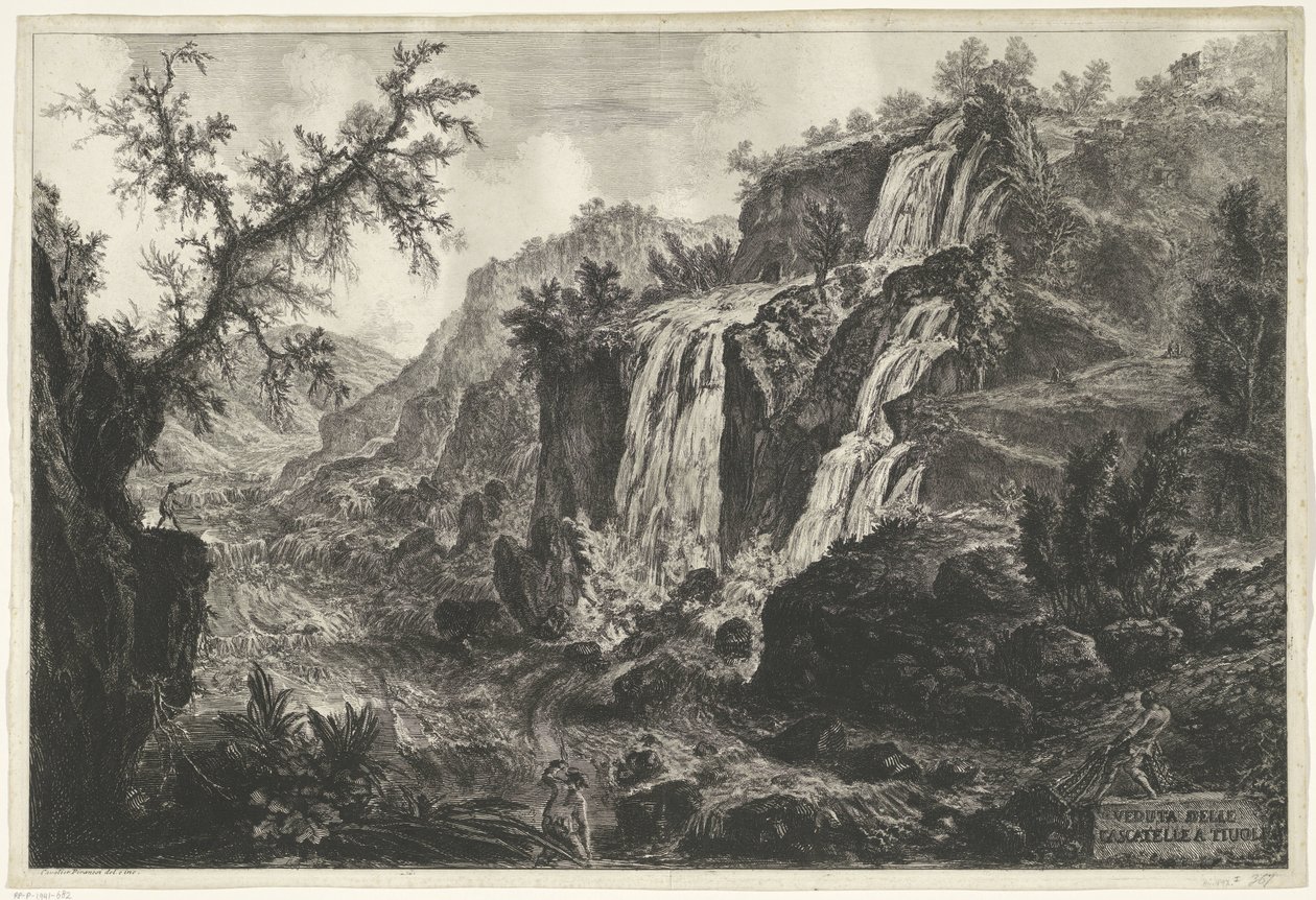 Valle del agua de Tivoli Vista de la Cascatelle en Tivoli (título sobre objeto) Gezichten op Rome (título de la serie) Vistas de Roma diseñadas y grabadas por el arquitecto Giambattista Piranesi Ve (nez) iano (título de la serie) de Giovanni Battista Piranesi