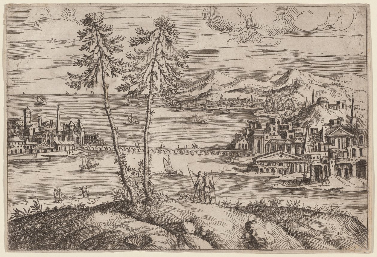 Paisaje con dos árboles de Giovanni Battista Pittoni