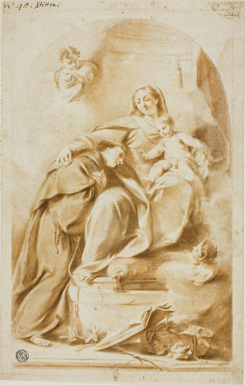 Virgen con el Niño y San Antonio de Padua de Giovanni Battista Pittoni the Younger