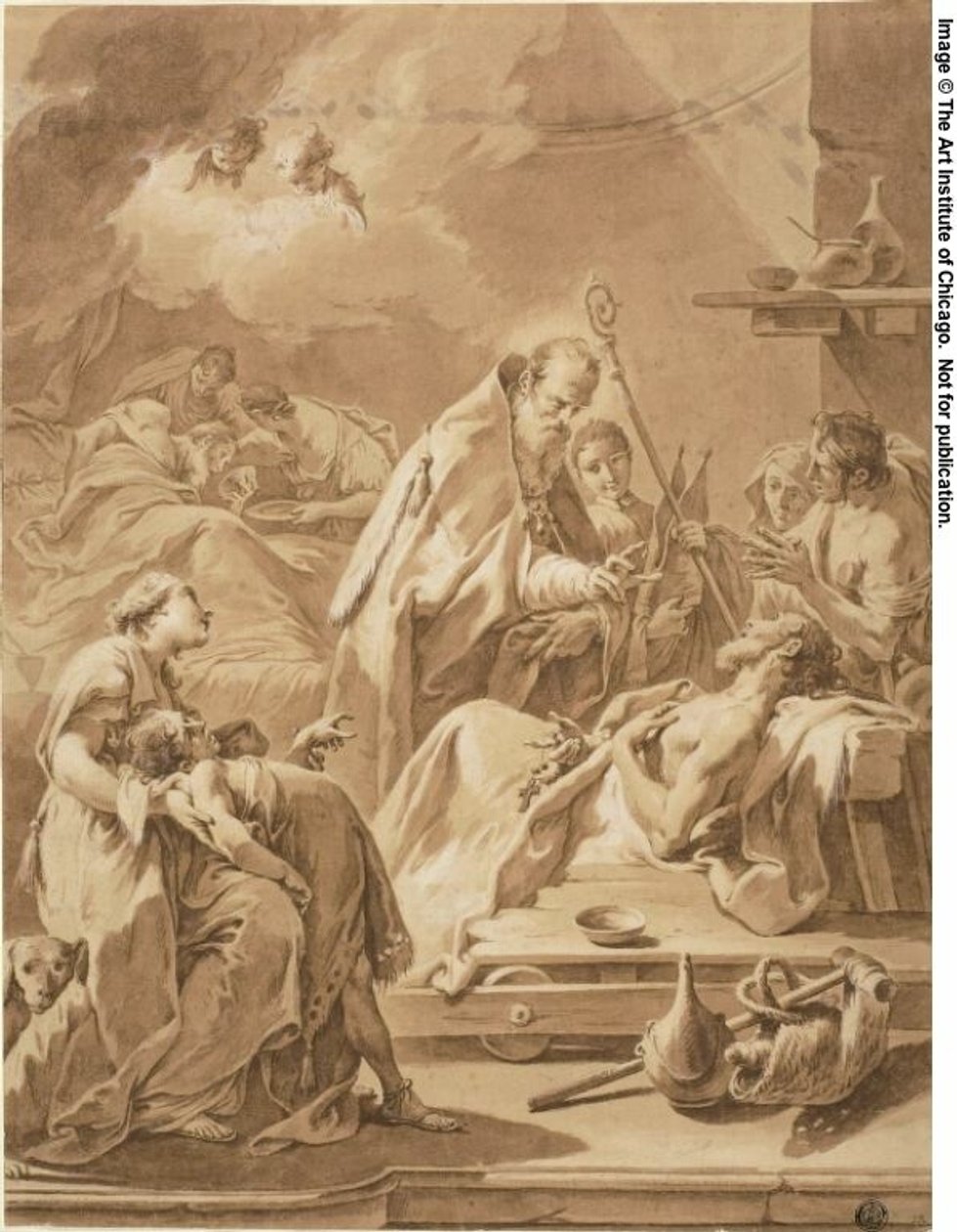 San Gilberto visita a los enfermos de Giovanni Battista Pittoni the Younger
