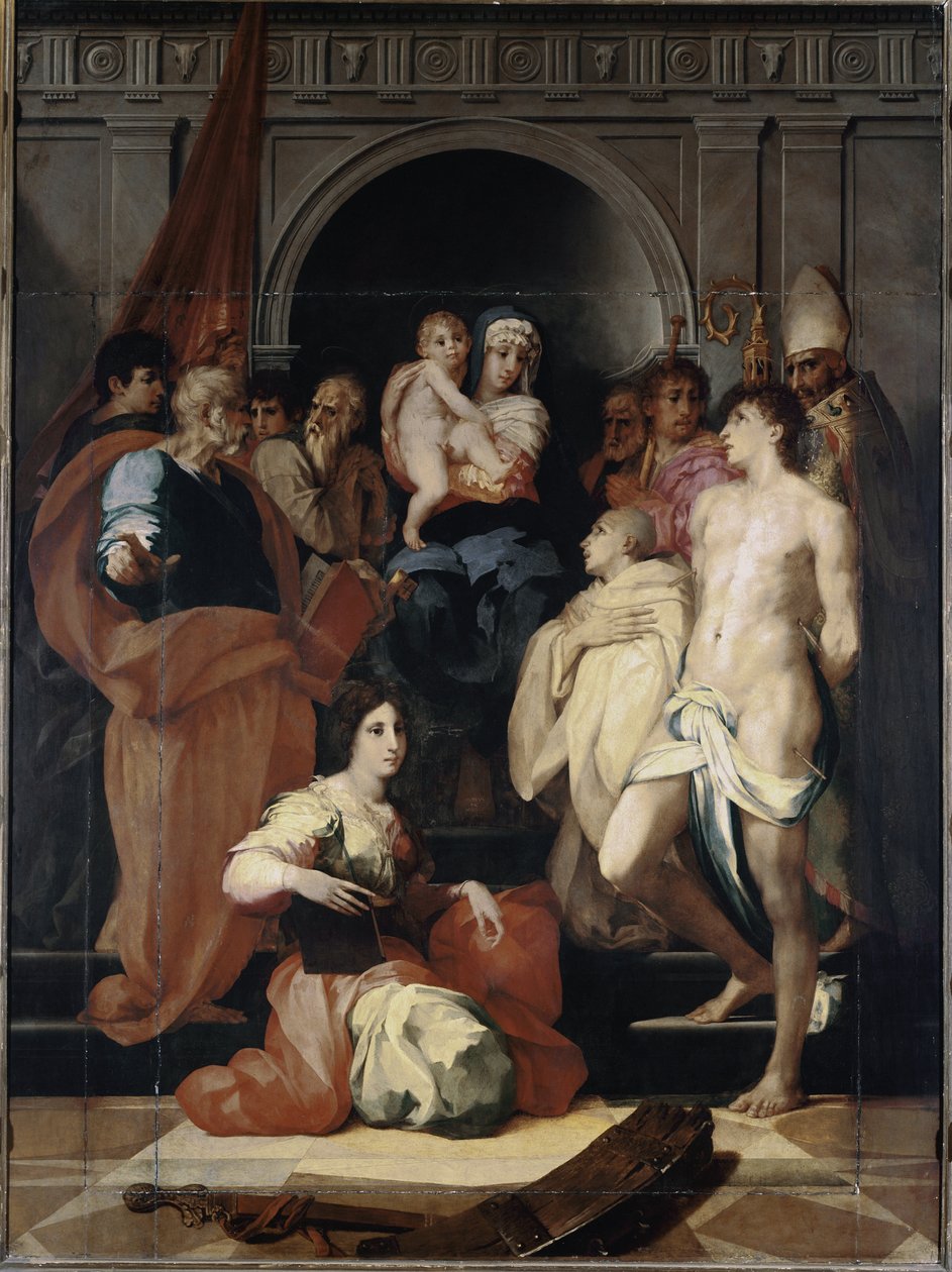 Madonna en el trono con el niño y santos de Giovanni Battista Rosso Fiorentino