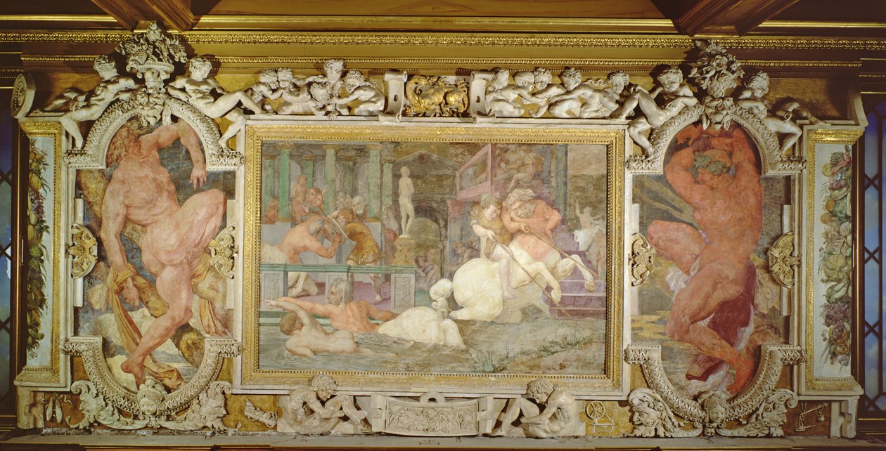 La educación de Aquiles (detalle) de Giovanni Battista Rosso Fiorentino