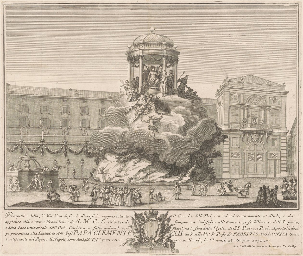 La Prima Macchina para la Chinea de 1732: El Consejo de los Dioses de Giovanni Battista Sintes, after Nicola Michetti