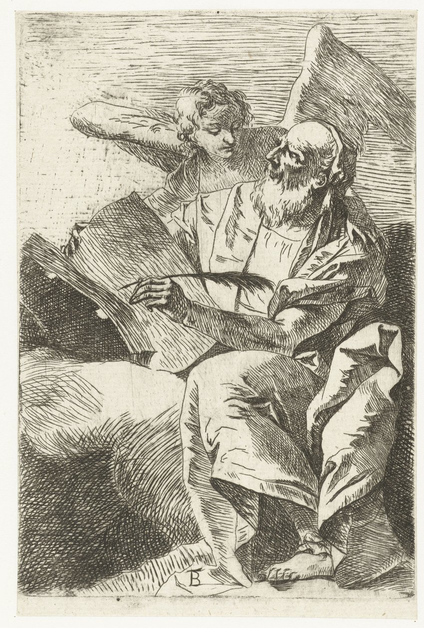 Evangelista Mateo con ángel Cuatro evangelistas (título de la serie) de Giovanni Battista Tiepolo (attributed to)