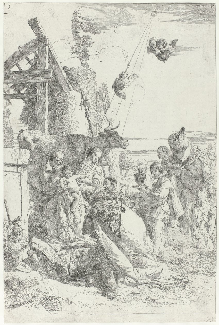 Adoración del Niño Jesús por los Reyes Magos Scherzi di fantasia (título de la serie) de Giovanni Battista Tiepolo