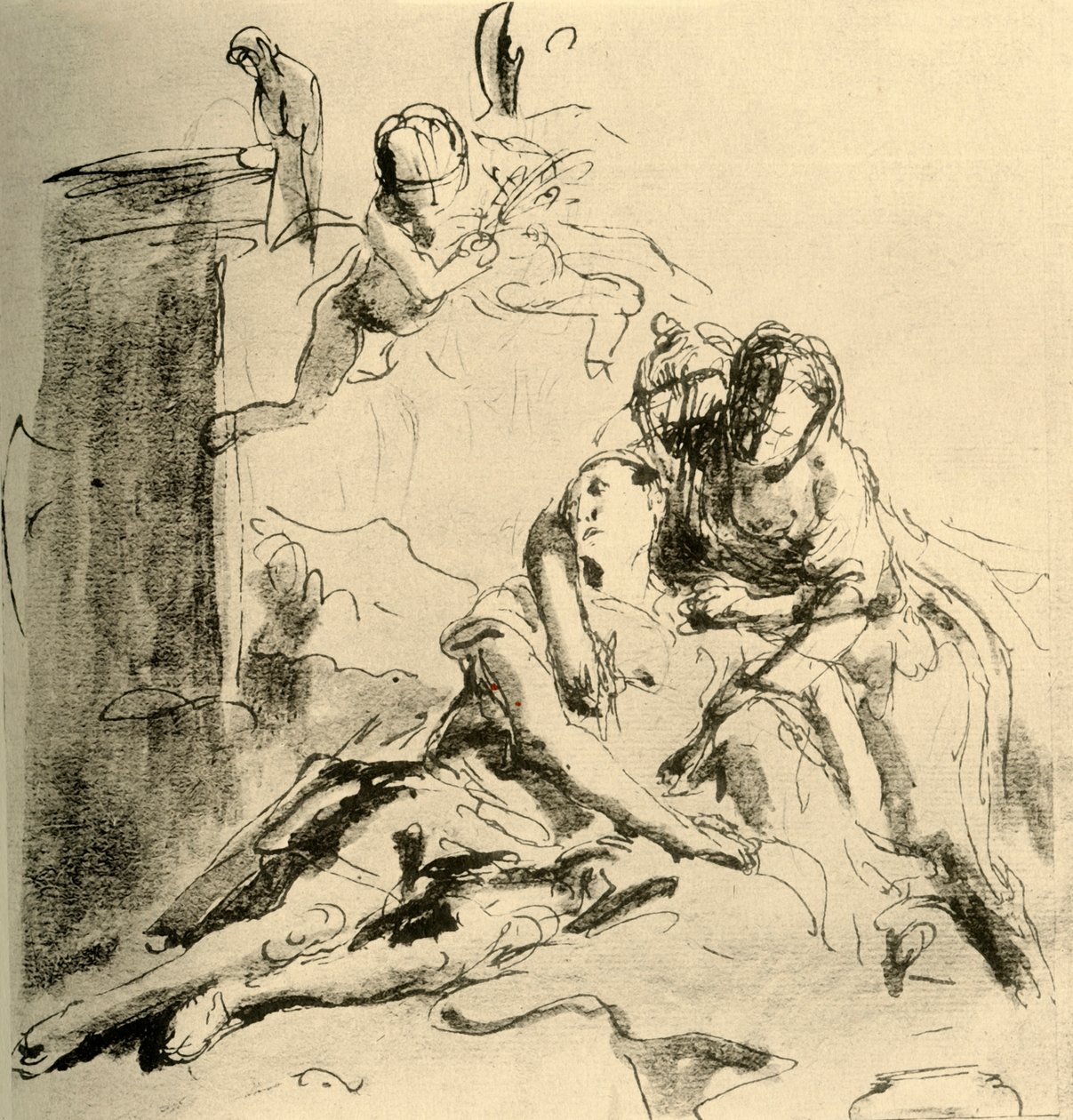 Angélica atiende las heridas de Medor, c1757, 1928 de Giovanni Battista Tiepolo
