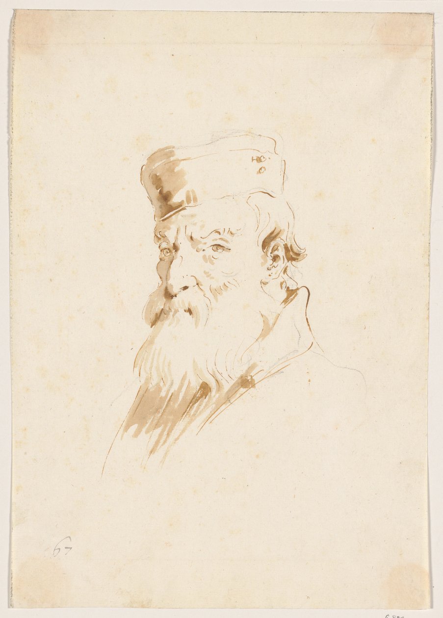 Hombre barbudo con gorra de Giovanni Battista Tiepolo