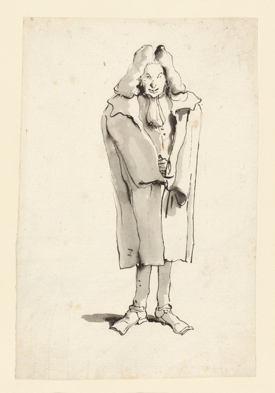 Caricatura de un hombre con abrigo de Giovanni Battista Tiepolo