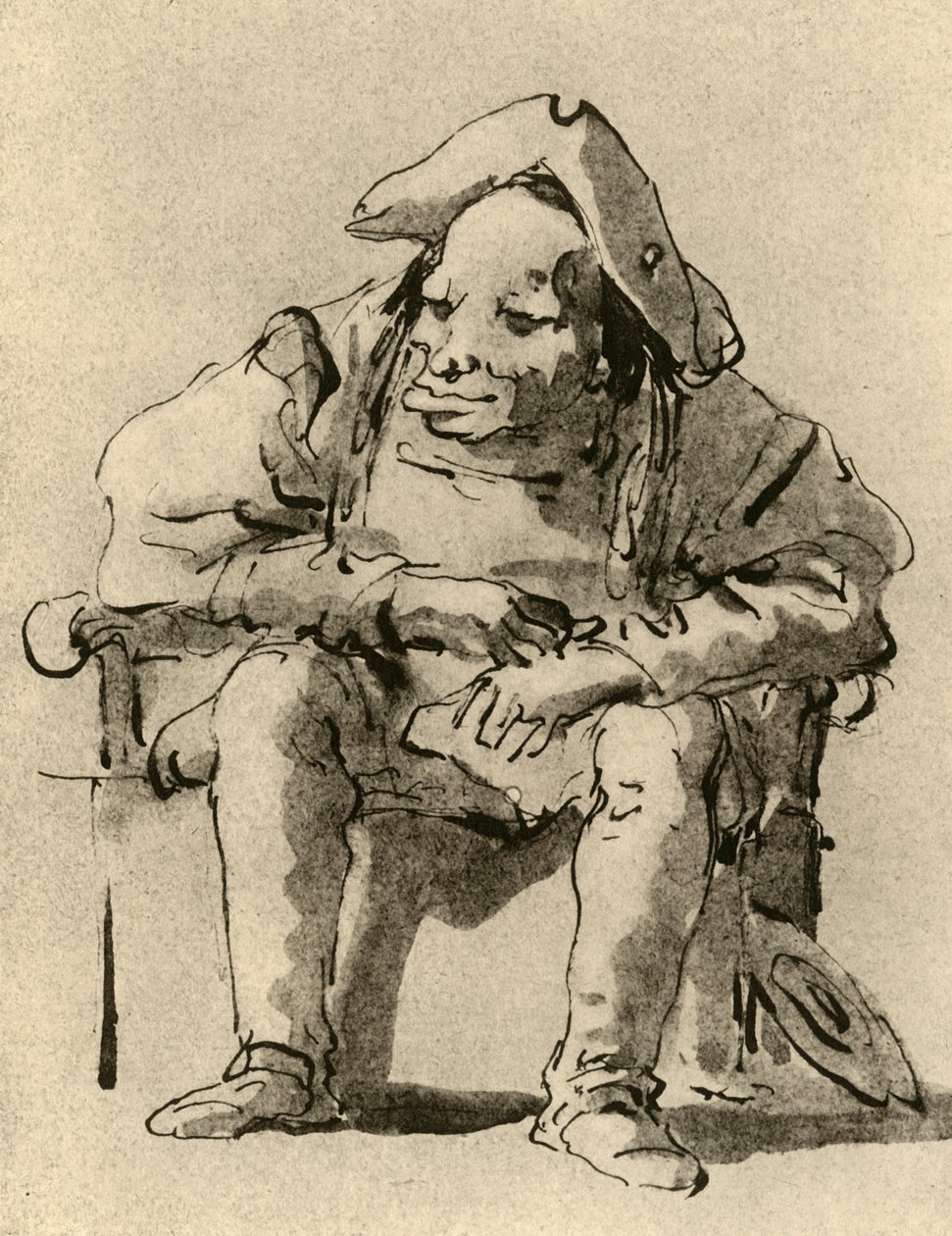 Caricatura de un hombre sentado, mediados del siglo XVIII, 1928 de Giovanni Battista Tiepolo