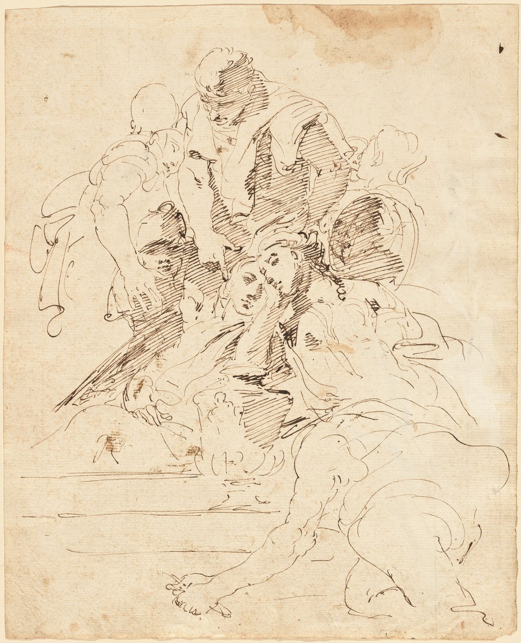 Figuras clásicas reunidas alrededor de una urna de Giovanni Battista Tiepolo