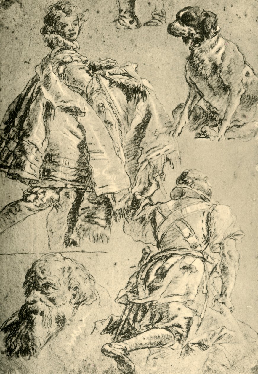 Estudios de Detalle para los Frescos en el Kaisersaal en la Residencia de Wurzburgo, 1751-1752 de Giovanni Battista Tiepolo
